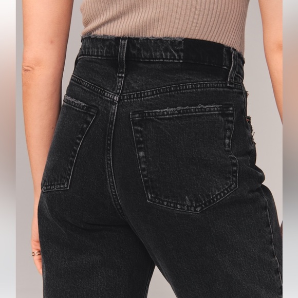Abercrombie High Rise Dad Jeans size 26 short black distressed - Picture 5 of 15